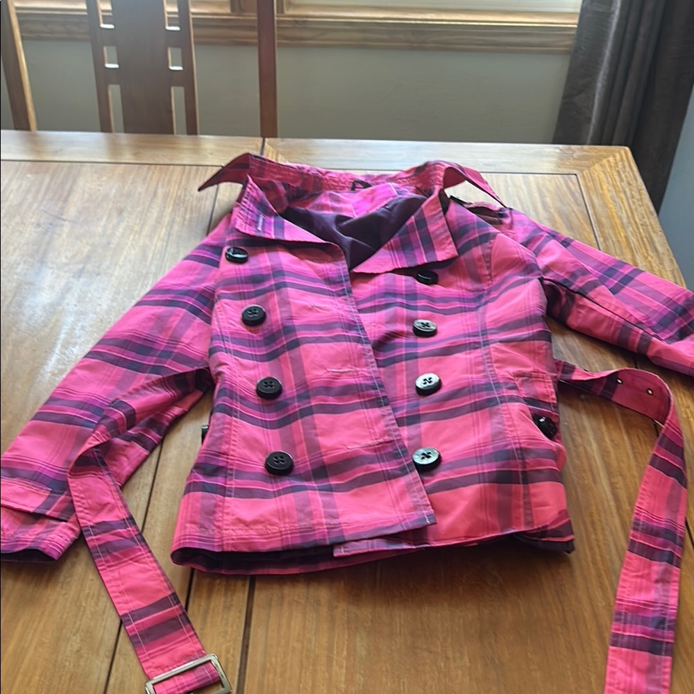Pink Plaid Double-Breasted Jacket  Gilts M
